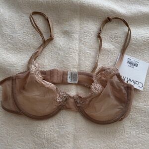 NWT New Calvin Klein sheer tan nude lace underwire bra 34B